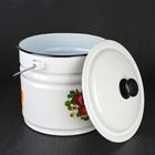 Ведро эмалированное, 10 л, с крышкой, деколь МИКС, белое - Фото 2