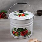 Ведро эмалированное, 10 л, с крышкой, деколь МИКС, белое - Фото 4