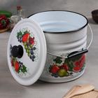 Ведро эмалированное, 10 л, с крышкой, деколь МИКС, белое - Фото 5