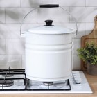 Ведро эмалированное,12 л, цельнотянутое, с крышкой, белое - Фото 5