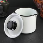 Кружка эмалированная, 1 л, с крышкой и носиком, белая - Фото 2