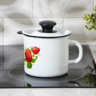 Кружка эмалированная с носиком, 1 л, с крышкой, деколь МИКС, цвет белый - Фото 5