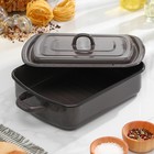 Противень эмалированный, 3 л, d=7 см, с крышкой, коричневый - Фото 2