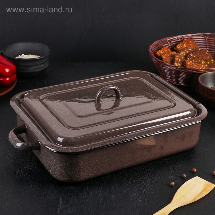 Противень эмалированный, 4.5 л, коричневый - Фото 1