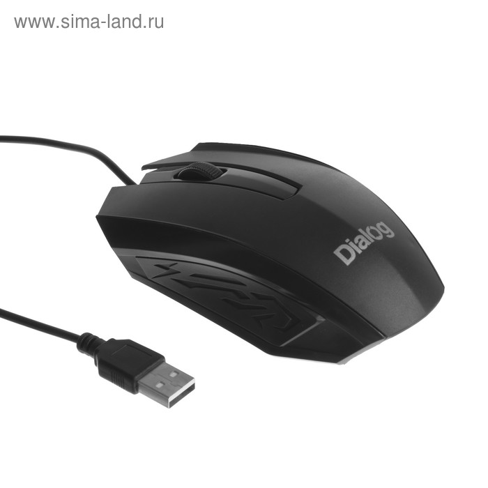 Мышь Dialog MOC-19U Comfort, проводная, оптическая, 1200 dpi, USB, чёрная - Фото 1