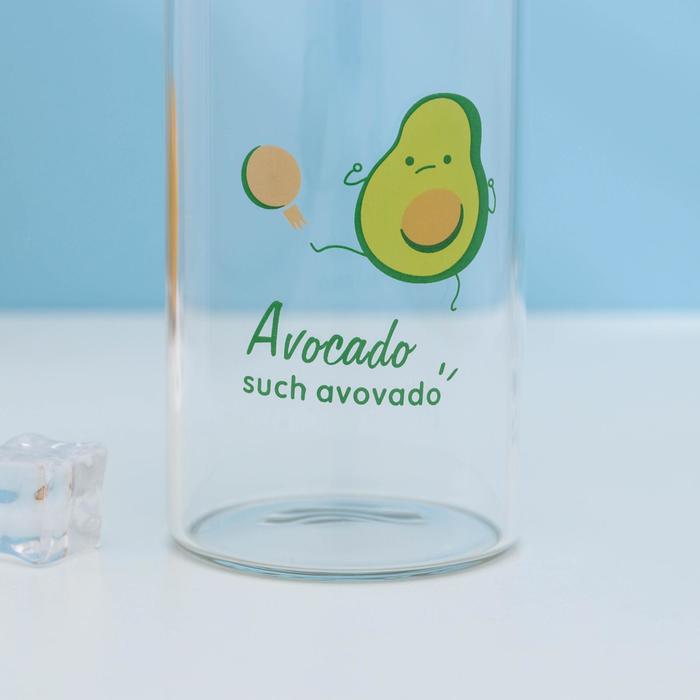 Бутылка для воды стеклянная «Авокадо», 380 мл, h=15 см, рисунок МИКС - фото 1910024415