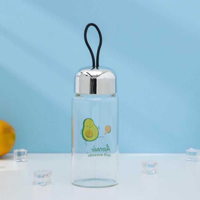Бутылка для воды стеклянная «Авокадо», 380 мл, h=15 см, рисунок МИКС - фото 1910024416