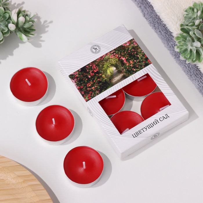 Набор свечей ароматических чайных «Цветущий сад», в подарочной коробке, 6 шт.