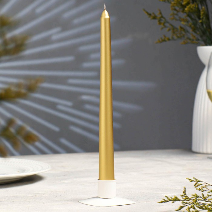 Свеча античная, 2.3×25 см, лакированная, золотой металлик - Фото 1