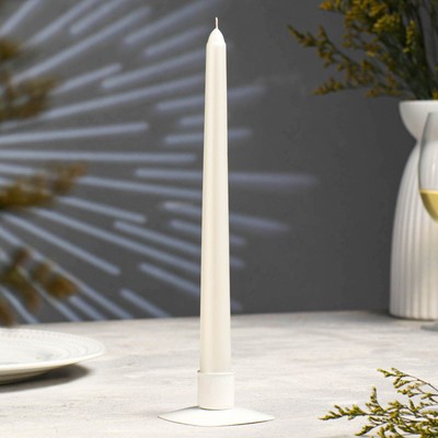 Свеча античная, 2,3х 25  см, лакированная  , белый металлик