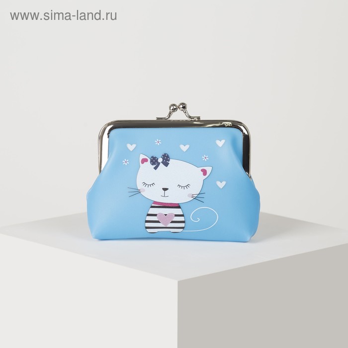 Кошелёк, отдел на фермуаре, цвет голубой - Фото 1