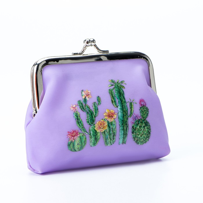 Кошелёк, отдел на фермуаре, цвет сиреневый - Фото 1