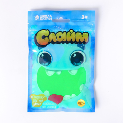 Слайм МЕДУЗА зелёный неон, 100 г в дой-паке