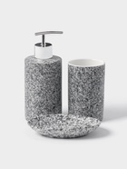 Аксессуары для ванной Доляна «Гранит», 3 предмета, дозатор 350 мл, мыльница, стакан, серые - Фото 1
