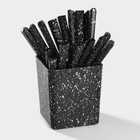 Набор столовых приборов из нержавеющей стали на подставке «Мрамор чёрный», 24 предмета, толщина 1,2 мм - фото 9192150