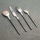 Набор столовых приборов из нержавеющей стали Magistro «Оску стандарт», 4 предмета, цвет металла серебряный, ручки чёрный мрамор - Фото 3