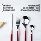 Набор столовых приборов из нержавеющей стали Magistro «Оску стандарт», 4 предмета, цвет металла серебряный, ручки красные - Фото 2