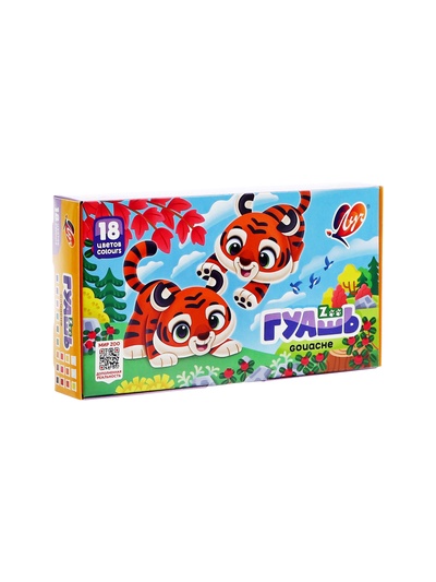 Гуашь 18 цветов × 15 мл ZOO, блок-тара