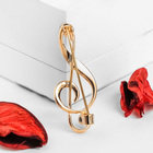 Брошь «Скрипичный ключ» классика, красная в золоте - Фото 3