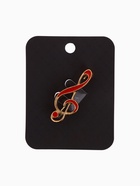 Брошь «Скрипичный ключ» классика, красная в золоте - Фото 4