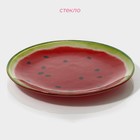 Тарелка стеклянная пирожковая Доляна «Сладкий арбуз», d=18 см, цвет красный - Фото 2