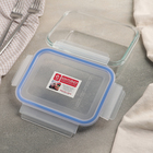 Контейнер из жаропрочного стекла Доляна «Клик», 880 мл, 19×14×6,5 см, с крышкой - Фото 2