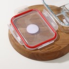 Контейнер для еды Доляна «Клик», 270/270/350 мл, 21×16×7 см, с крышкой, трёхсекционный, жаропрочное стекло, розовый, прозрачный - Фото 7