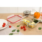 Контейнер для еды Доляна «Клик», 270/270/350 мл, 21×16×7 см, с крышкой, трёхсекционный, жаропрочное стекло, розовый, прозрачный - Фото 10