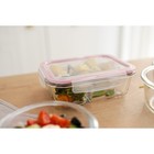 Контейнер для еды Доляна «Клик», 270/270/350 мл, 21×16×7 см, с крышкой, трёхсекционный, жаропрочное стекло, розовый, прозрачный - Фото 11
