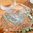 Контейнер для еды Доляна «Клик», 270/270/350 мл, 21×16×7 см, с крышкой, трёхсекционный, жаропрочное стекло, розовый, прозрачный - Фото 3