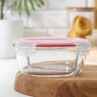 Контейнер двухсекционный из жаропрочного стекла Доляна «Клик», 400/400 мл, 18×7,5 см, с крышкой - фото 24282331