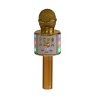 Микрофон для караоке LuazON LZZ-70, WS-868L, 5 Вт, 1800 мАч, корр голоса, подсветка, золотистый - фото 8972900