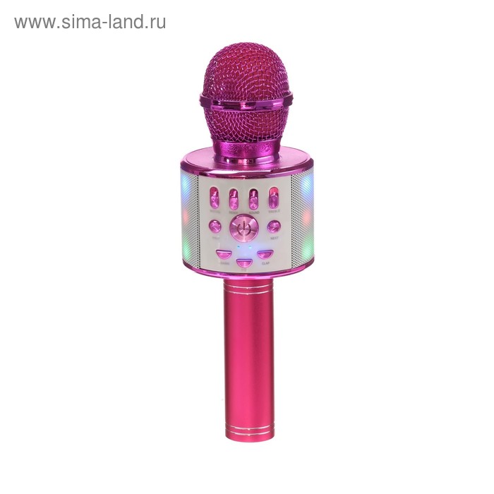 Микрофон для караоке Luazon LZZ-70, 5 Вт, 1800 мАч, коррекция голоса, подсветка, розовый - Фото 1