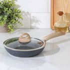 Сковорода кованая Huochu, 20×4,5 см, стеклянная крышка, пластиковая ручка, индукция, антипригарное покрытие, цвет серый - Фото 1