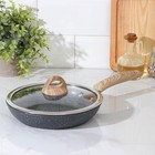 Сковорода кованая Huochu, 22×4,5 см, стеклянная крышка, пластиковая ручка, индукция, антипригарное покрытие, цвет серый - Фото 1