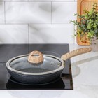 Сковорода кованая Huochu, 22×4,5 см, стеклянная крышка, пластиковая ручка, индукция, антипригарное покрытие, цвет серый - Фото 4