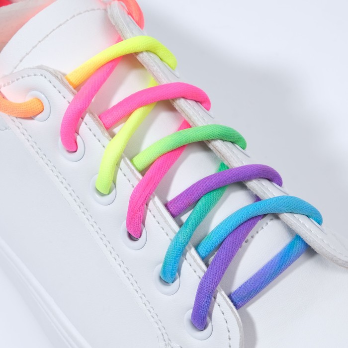 Шнурки для обуви, пара, круглые, d = 5 мм, 110 см, цвет «радужный» - фото 1896820819