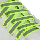 Шнурки для обуви, пара, плоские, со светоотражающей полосой, 10 мм, 120 см, цвет зелёный неоновый - Фото 2