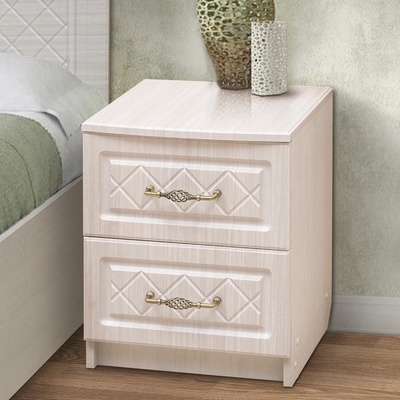 Тумба прикроватная «Венеция 5.1», 2 ящика, цвет ясень анкор светлый / ясень бланко матовый