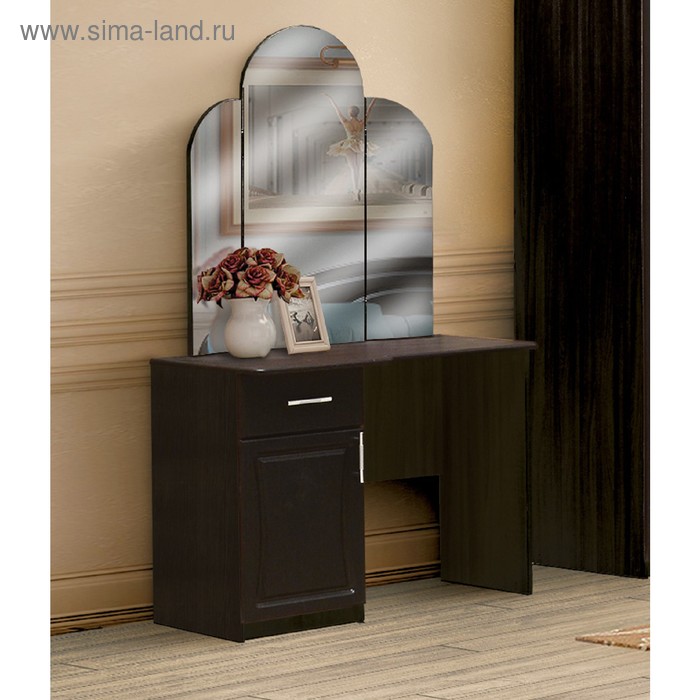 Стол туалетный «Венеция 2» с ящиком, дверью и зеркалом, цвет венге / венге матовый - Фото 1