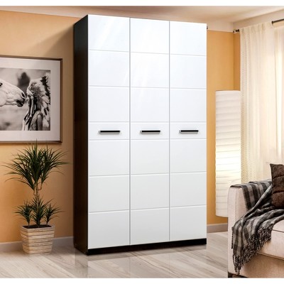 Шкаф 3-х дверный «Венеция 8», 1200×585×2210 мм, цвет венге / белый глянец