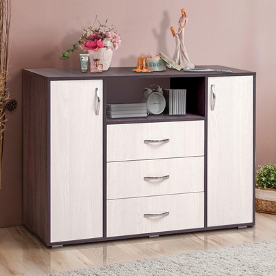 Комод «Венеция 9», 3 ящика и 2 двери, цвет ясень анкор тёмный / ясень анкор светлый