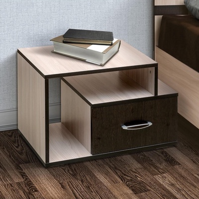 Тумба прикроватная «Венеция 10», ящик, 600×380×400 мм, цвет ясень шимо светлый / венге