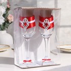 Набор свадебных бокалов "Прага", ручной работы, белый-красный, 6х6х20,5 см, 2 шт. - фото 4304329