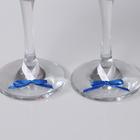 Набор свадебных бокалов "Прага", ручной работы, белый-синий, 6х6х20,5 см, 2 шт. - Фото 3