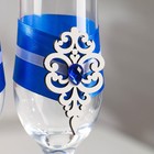 Набор свадебных бокалов "Прага", ручной работы, белый-синий, 6х6х20,5 см, 2 шт. - Фото 7
