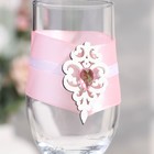 Набор свадебных бокалов "Прага", ручной работы, белый - розовый пастель, 6х6х20,5 см, 2 шт. - фото 4304339