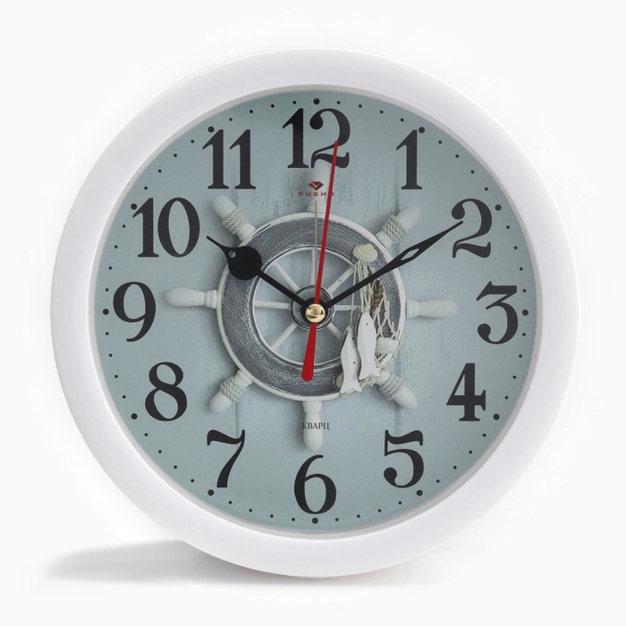 Часы - будильник настольные "Штурвал", дискретный ход, циферблат d-15 см, 15.5 х 4.5 см, АА - Фото 1