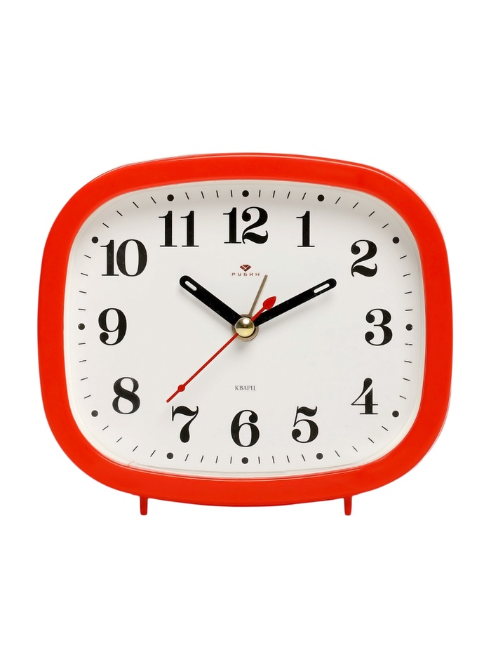 Будильник-часы настольные «Классика», дискретный ход, 12.5×10.5 см, от батарейки АА, красный - Фото 1
