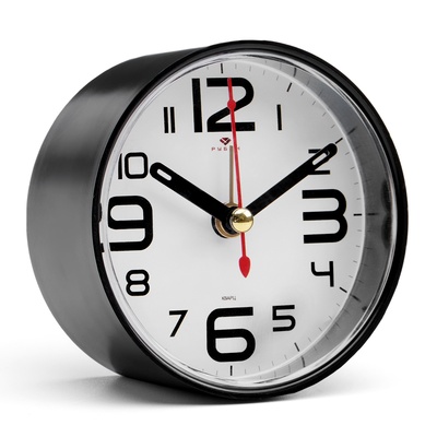 Будильник-часы настольные «Классика», 8×8 см, от батарейки АА, чёрный